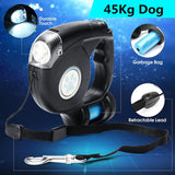 Pet Dog Retractable Extendable Leash Lead 4.5m with LED Flashlight & Garbage Bag